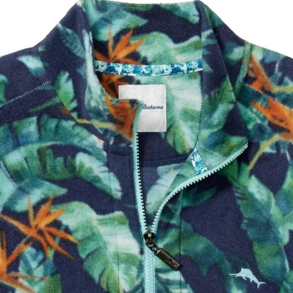 Tommy Bahama Men's Medium Cloud Peak Fronds Half Zip Fleece Pullover Bering Blue - Picture 3 of 8
